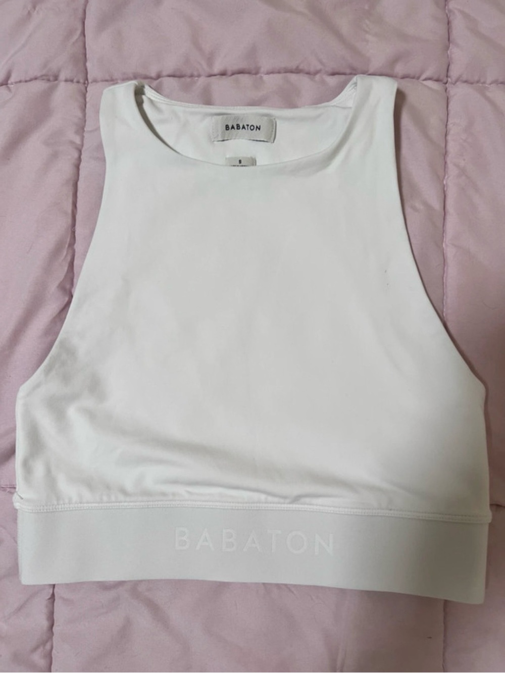Babaton White High-Neck Cropped Tank